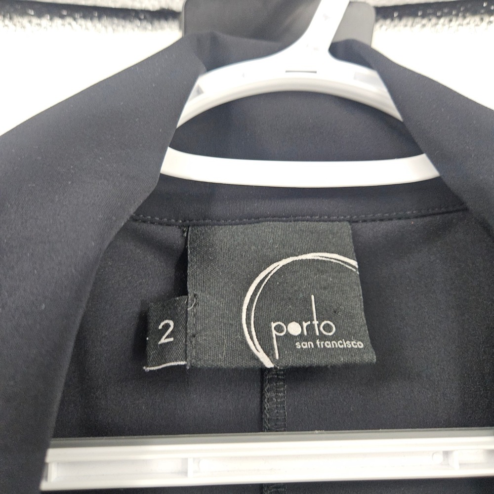 Porto San Francisco Blazer Jacket Black Stretch Minimalist Art to Wear Size 2 - Picture 3 of 8